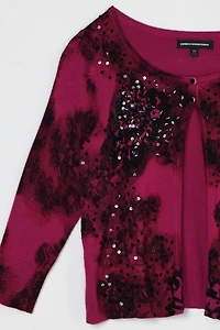 Vintage Y2k Paisley Printed & Sequined Cardigan