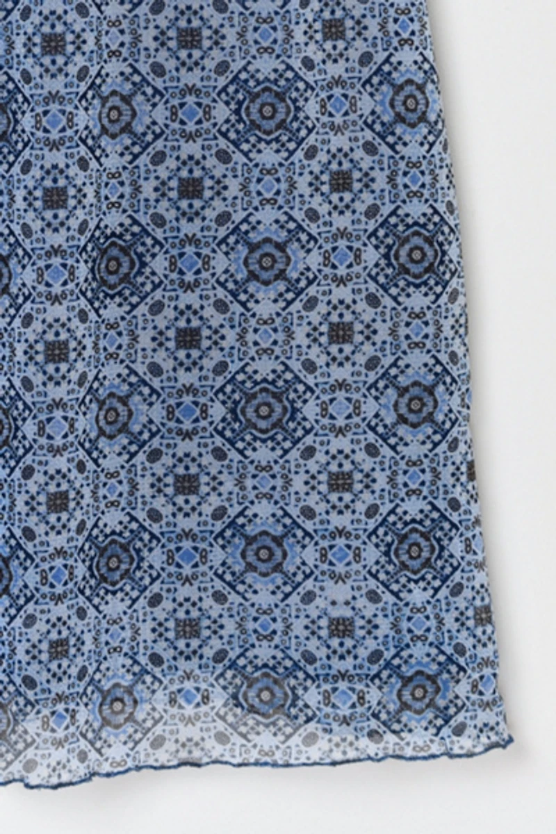 Vintage Y2k Blue Patterned Mini Dress