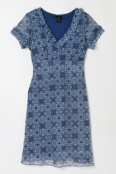 Vintage Y2k Blue Patterned Mini Dress