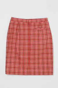 Vintage Y2k Light Pink & Green Plaid Mini Skirt