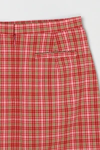 Vintage Y2k Light Pink & Green Plaid Mini Skirt