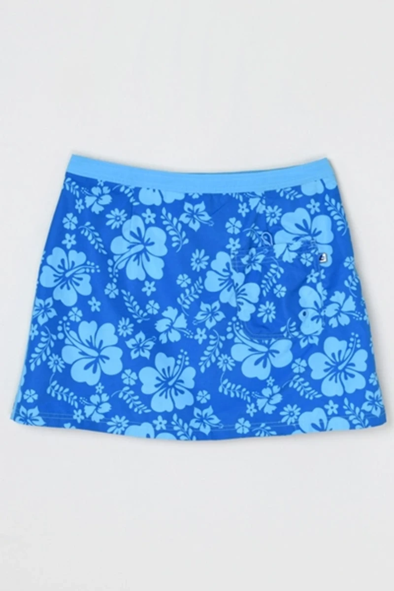 Vintage Y2k Blue Tropical Patterned Wrap Mini Skirt
