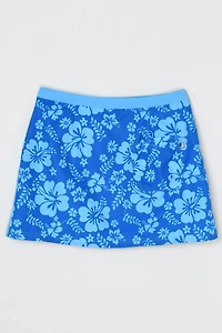 Vintage Y2k Blue Tropical Patterned Wrap Mini Skirt