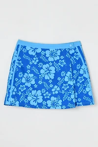 Vintage Y2k Blue Tropical Patterned Wrap Mini Skirt