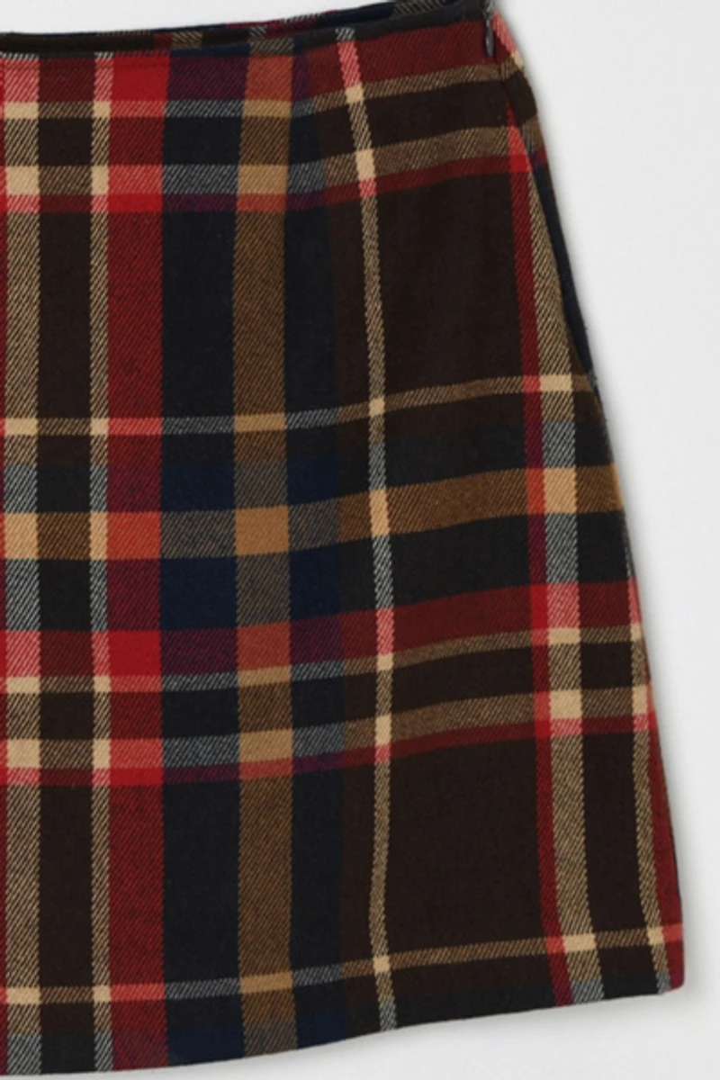 Vintage Y2k Dark Brown Plaid Mini Skirt