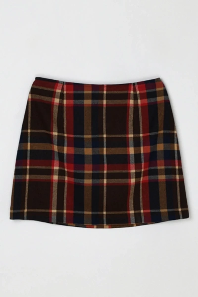 Vintage Y2k Dark Brown Plaid Mini Skirt