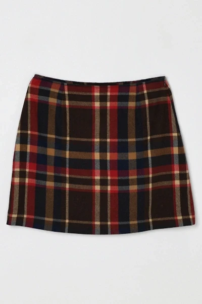 Vintage Y2k Dark Brown Plaid Mini Skirt