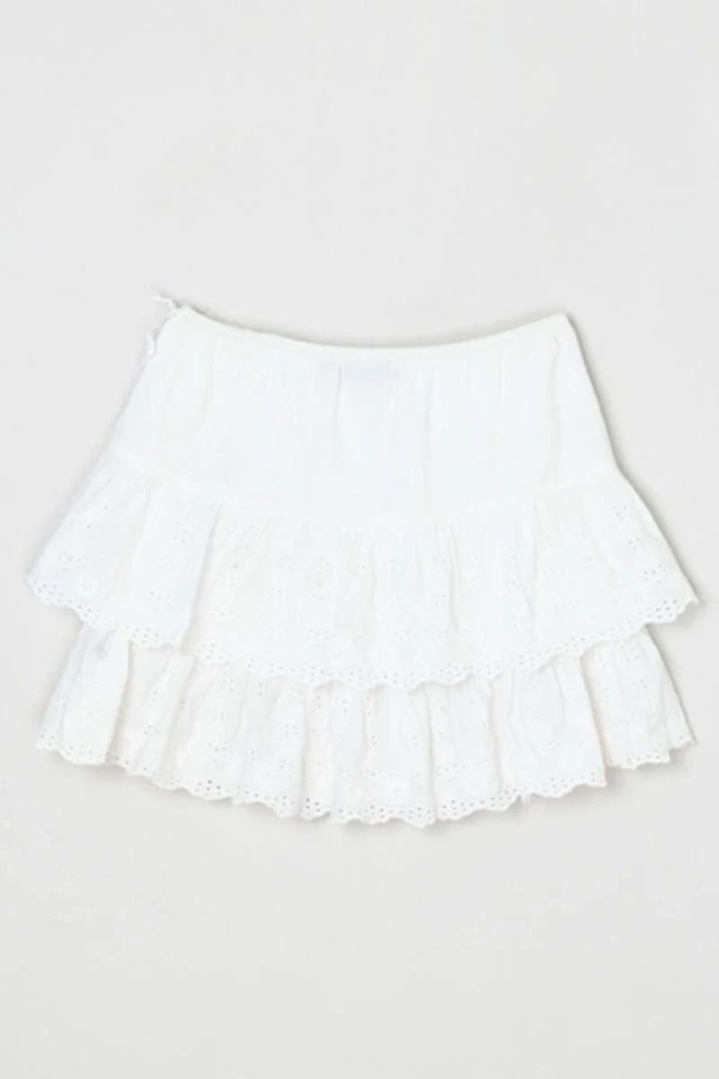 Vintage Y2k Layered Lacy Mini Skirt with Side Tie