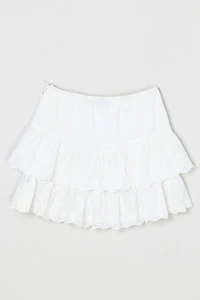 Vintage Y2k Layered Lacy Mini Skirt with Side Tie
