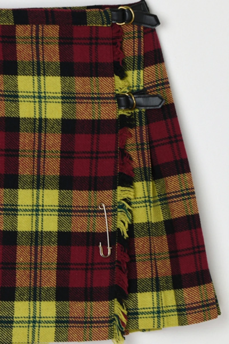 Vintage 1960s Plaid Wrap Mini Skirt
