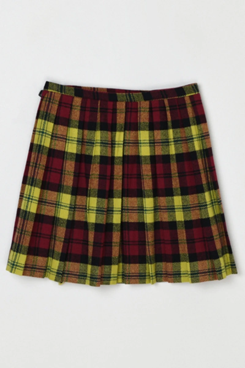 Vintage 1960s Plaid Wrap Mini Skirt