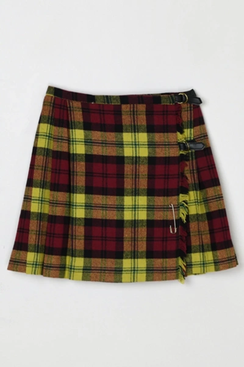 Vintage 1960s Plaid Wrap Mini Skirt