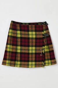Vintage 1960s Plaid Wrap Mini Skirt