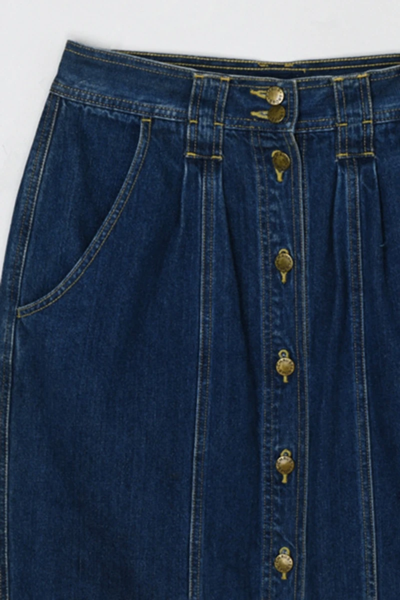 Vintage Y2k Contrast-Stitched Denim Wrap Skirt