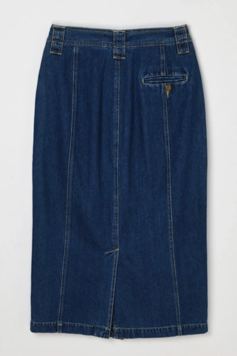 Vintage Y2k Contrast-Stitched Denim Wrap Skirt
