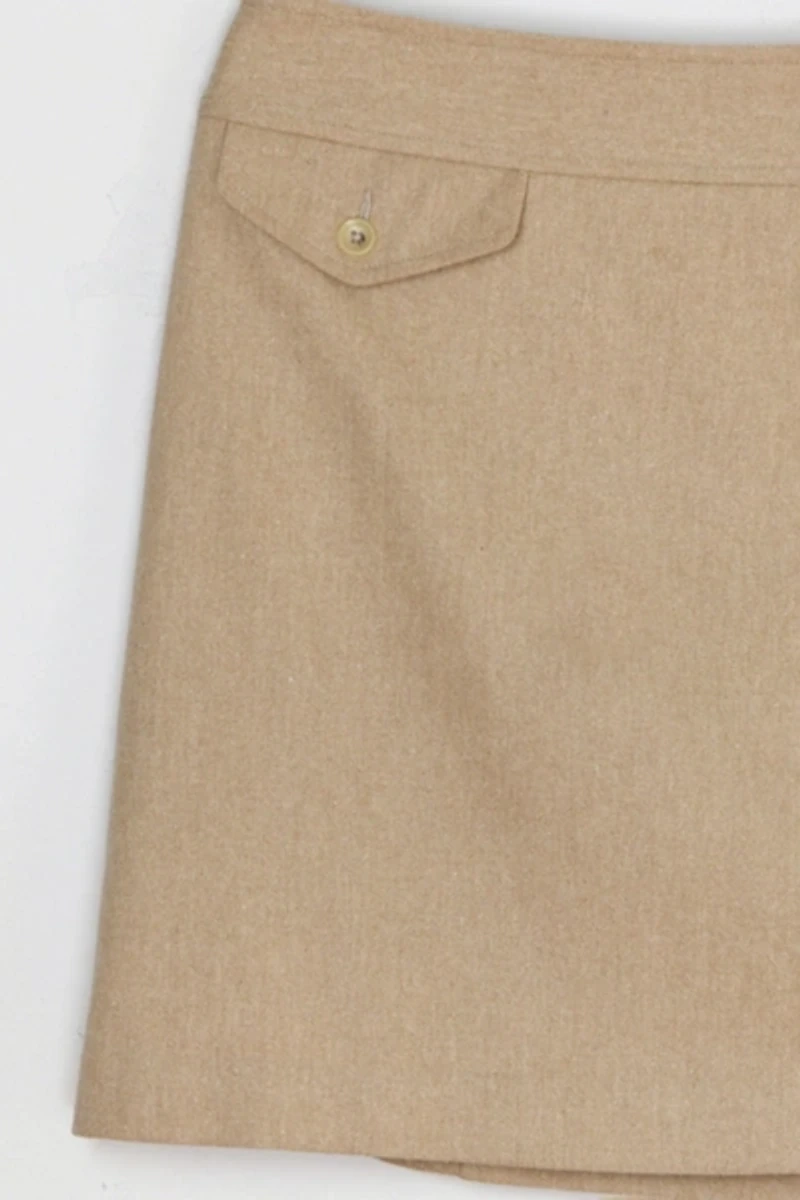 Vintage Y2k Light Tan Wool & Cashmere Blend Mini Skirt