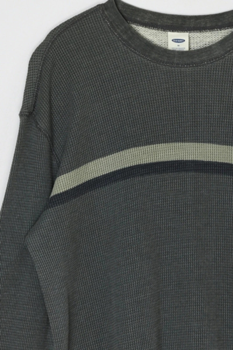 Vintage Y2k Gray Striped Thermal Shirt