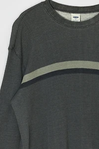 Vintage Y2k Gray Striped Thermal Shirt