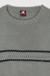Vintage Y2k Ferruche Striped Knit Gray Sweater