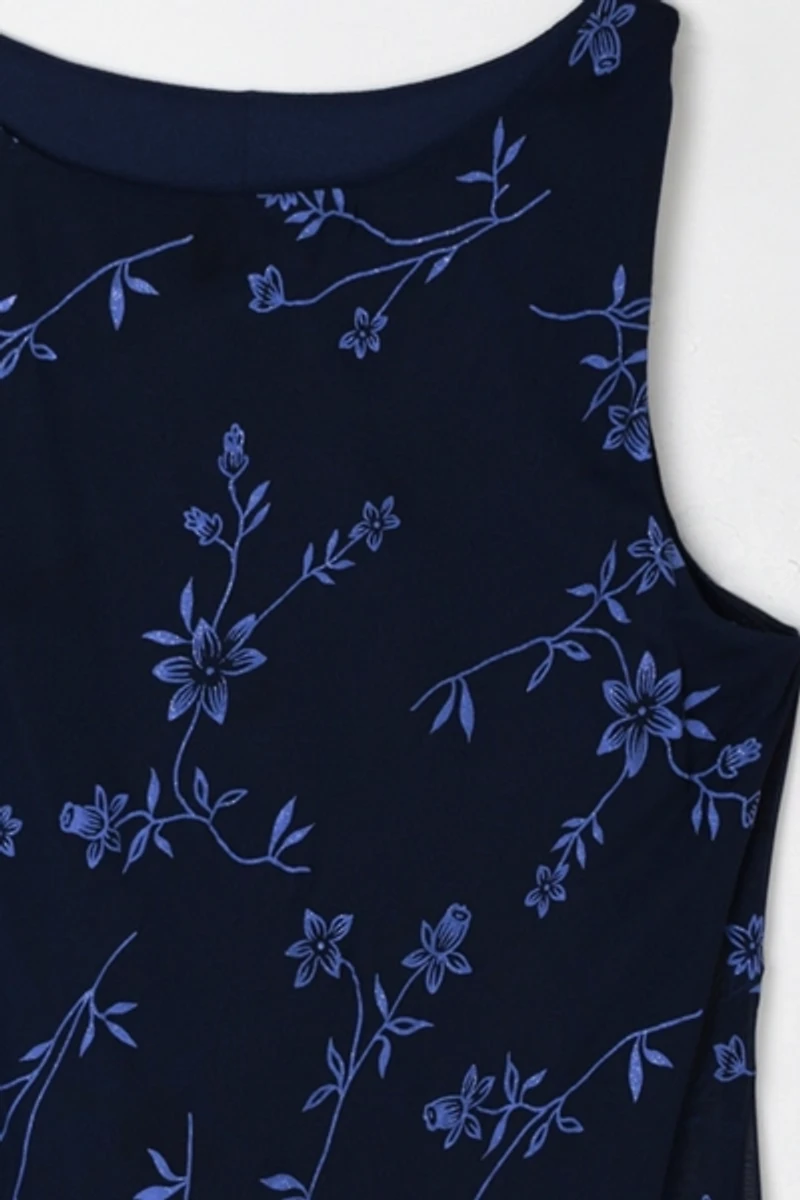 Vintage Y2k Dark Blue Glittered Midi Dress