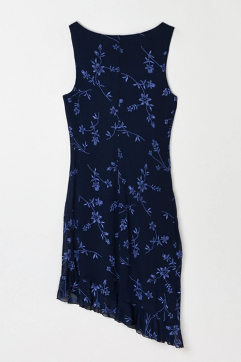 Vintage Y2k Dark Blue Glittered Midi Dress