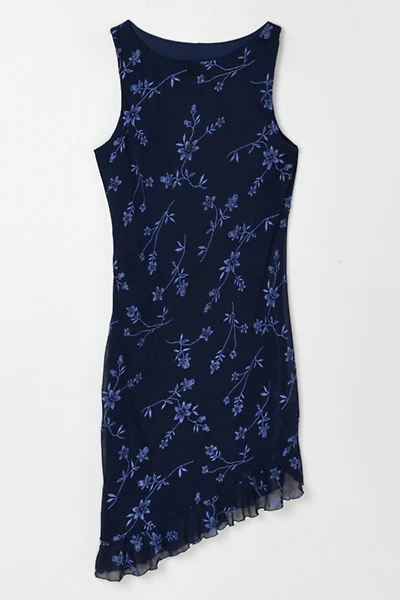 Vintage Y2k Dark Blue Glittered Midi Dress