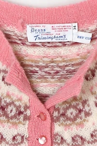Vintage 1950s Pink Shetland Wool Fair Isle Sweater
