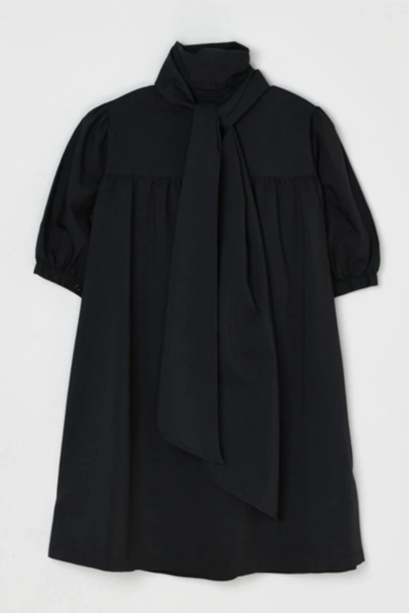 Vintage Y2k Black Ruched Top with Tied Scarf