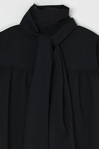 Vintage Y2k Black Ruched Top with Tied Scarf