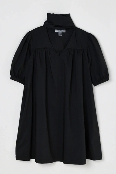 Vintage Y2k Black Ruched Top with Tied Scarf