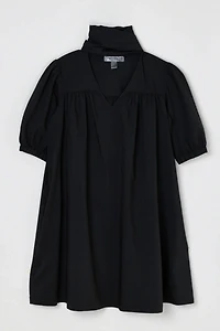 Vintage Y2k Black Ruched Top with Tied Scarf