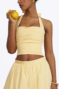 Miss Circle Wilsie Cotton Poplin Ruched Halter Top
