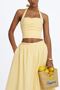 Miss Circle Wilsie Cotton Poplin Ruched Halter Top