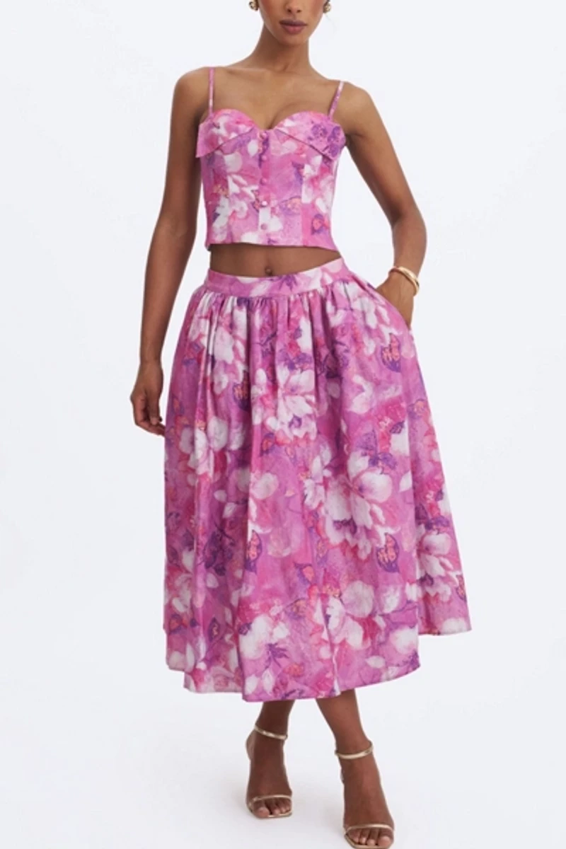 Miss Circle Xamira Linen Sweetheart Foldover Top
