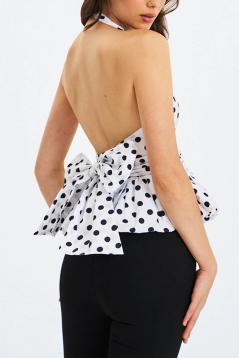 Miss Circle Ilene Cotton Bubble Hem Halter Top