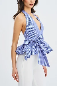 Miss Circle Ilene Cotton Bubble Hem Halter Top