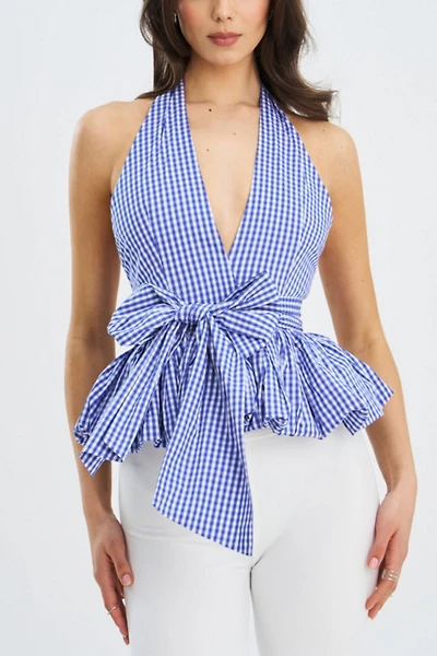 Miss Circle Ilene Cotton Bubble Hem Halter Top