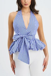 Miss Circle Ilene Cotton Bubble Hem Halter Top