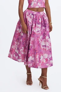 Miss Circle Xalina Linen Low-Rise Midi Skirt