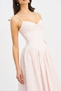 Miss Circle Zania Stripe Cotton Jacquard Midi Dress