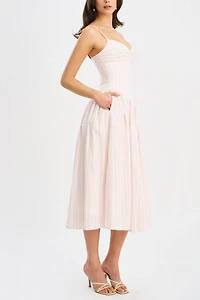 Miss Circle Zania Stripe Cotton Jacquard Midi Dress