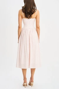 Miss Circle Zania Stripe Cotton Jacquard Midi Dress