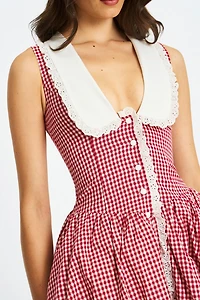 Miss Circle Nala Cotton Gingham Peterpan Collar Mini Dress
