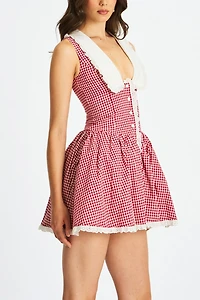 Miss Circle Nala Cotton Gingham Peterpan Collar Mini Dress
