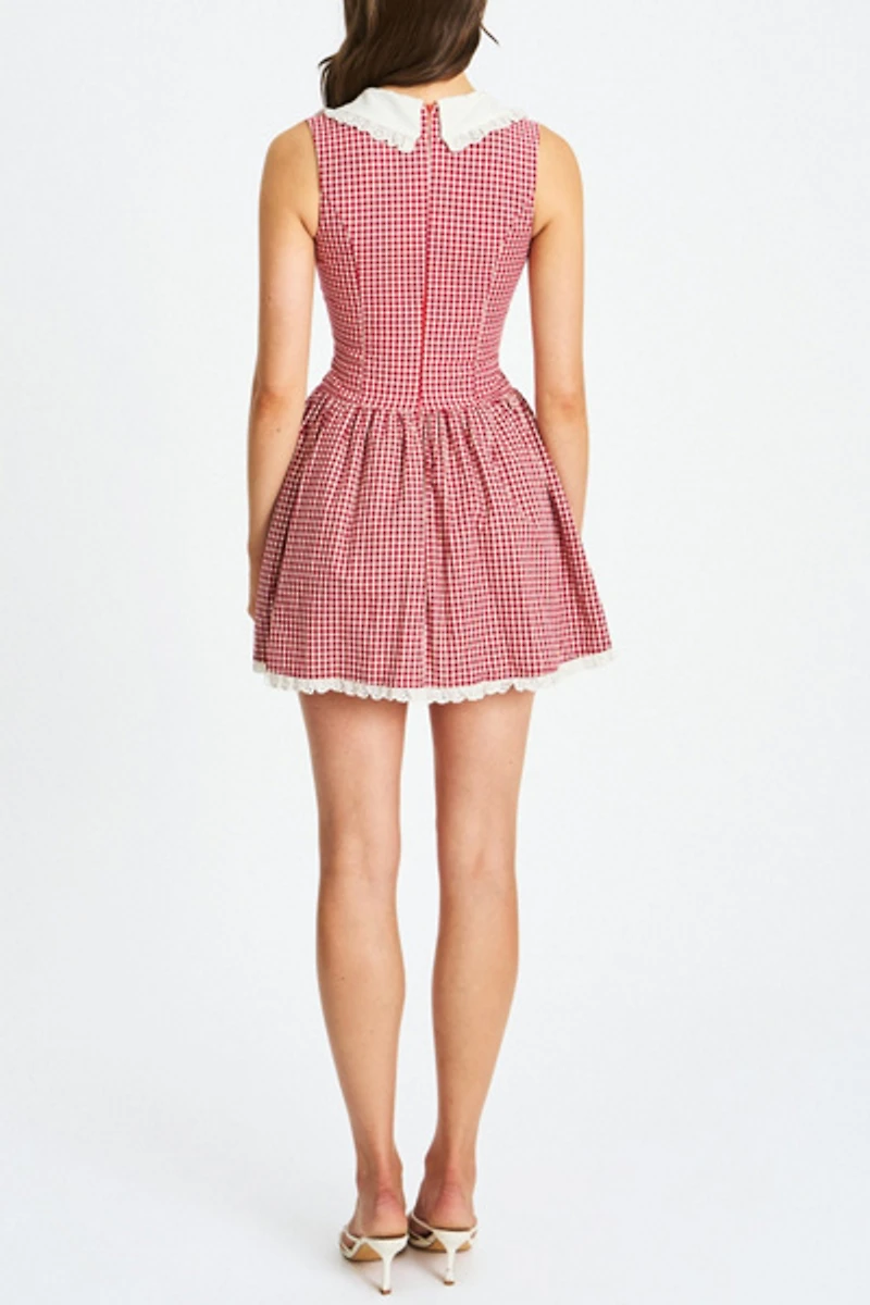 Miss Circle Nala Cotton Gingham Peterpan Collar Mini Dress