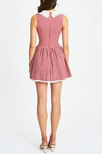 Miss Circle Nala Cotton Gingham Peterpan Collar Mini Dress
