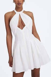 Miss Circle Jordyn Cotton Poplin Keyhole Halter Mini Dress