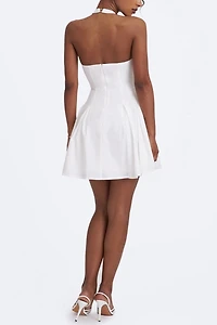 Miss Circle Jordyn Cotton Poplin Keyhole Halter Mini Dress