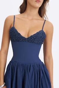 Miss Circle Ailani Taffeta Smocked Midi Dress