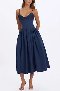 Miss Circle Ailani Taffeta Smocked Midi Dress